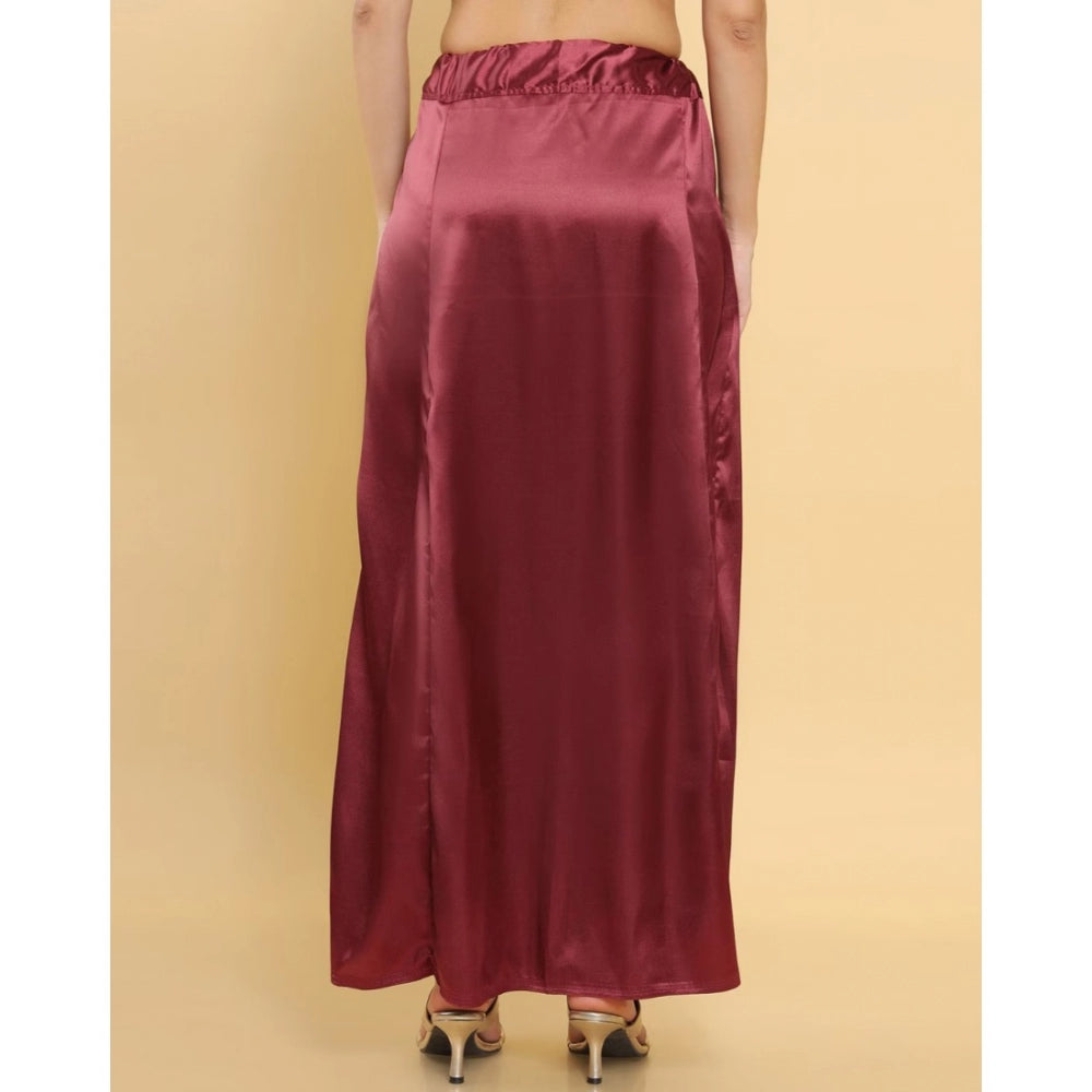 Generic Women's Silk Solid Free Size Petticoat (Maroon) Secondary image