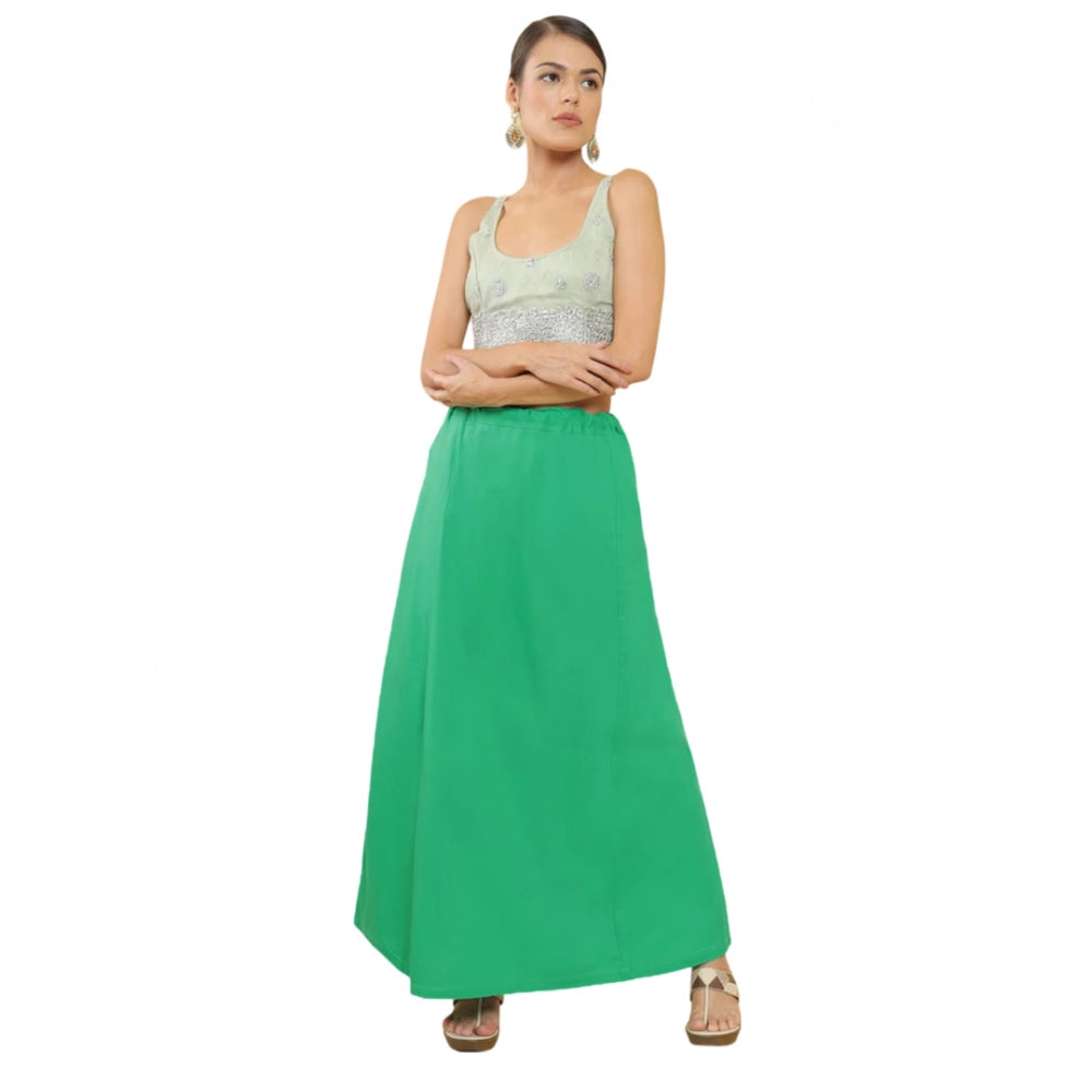 Generic Women's Cotton Solid Free Size Petticoat (Green) Main image