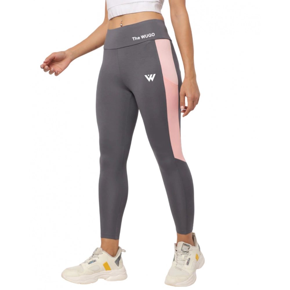 Generic Women's Polyster Solid Sport Leggings (Grey) Main image