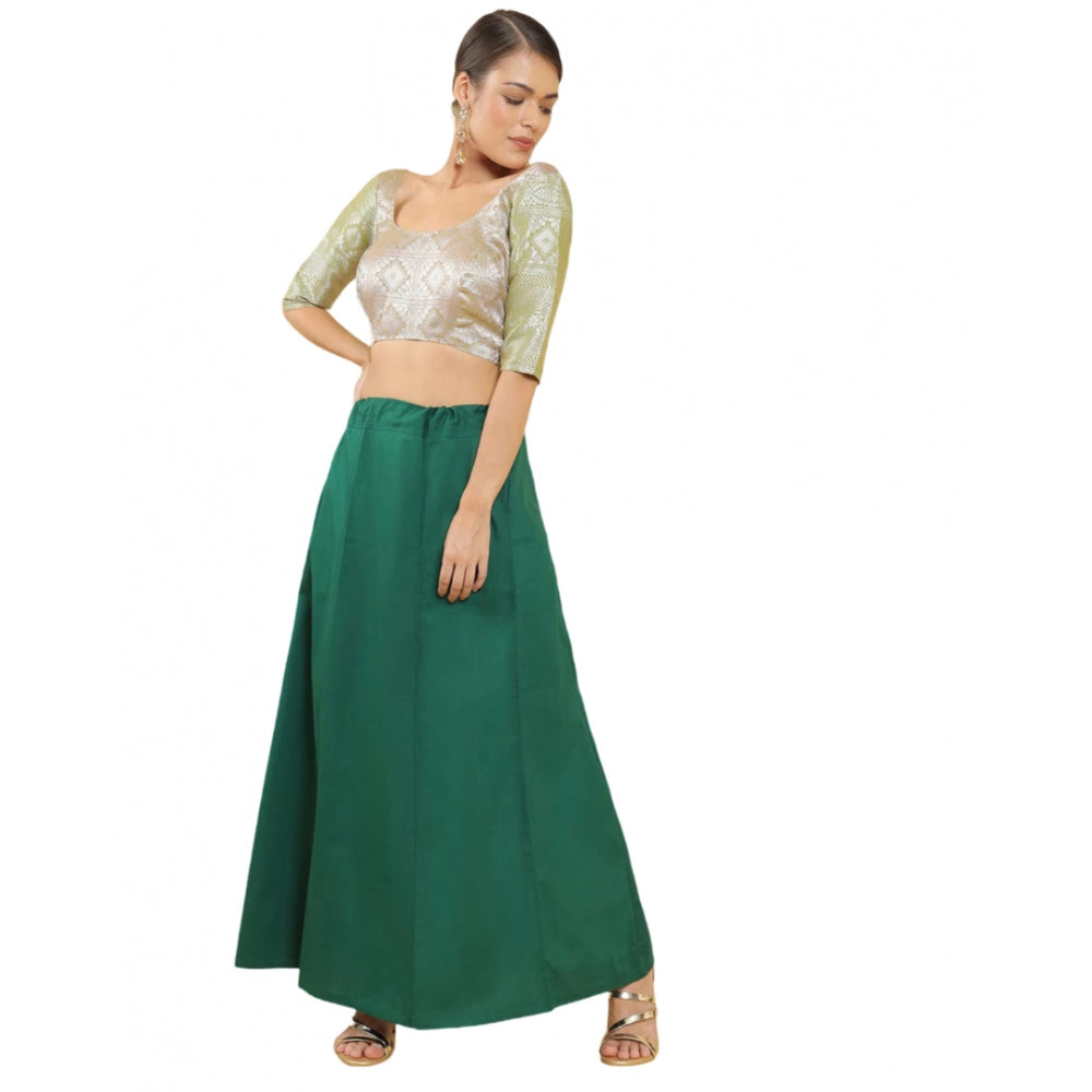 Generic Women's Cotton Solid Free Size Petticoat (Green) Main image