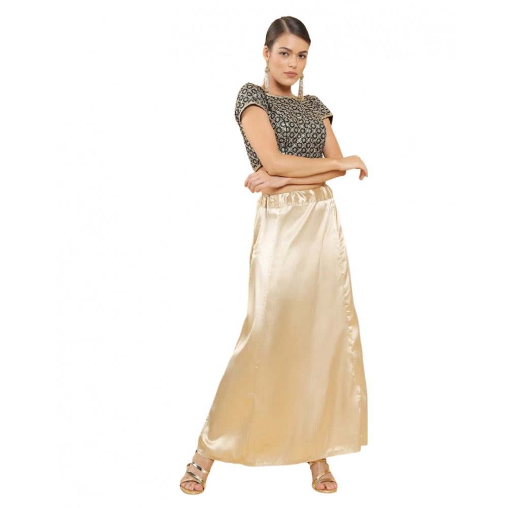 Generic Women's Silk Solid Free Size Petticoat (Gold) Main image