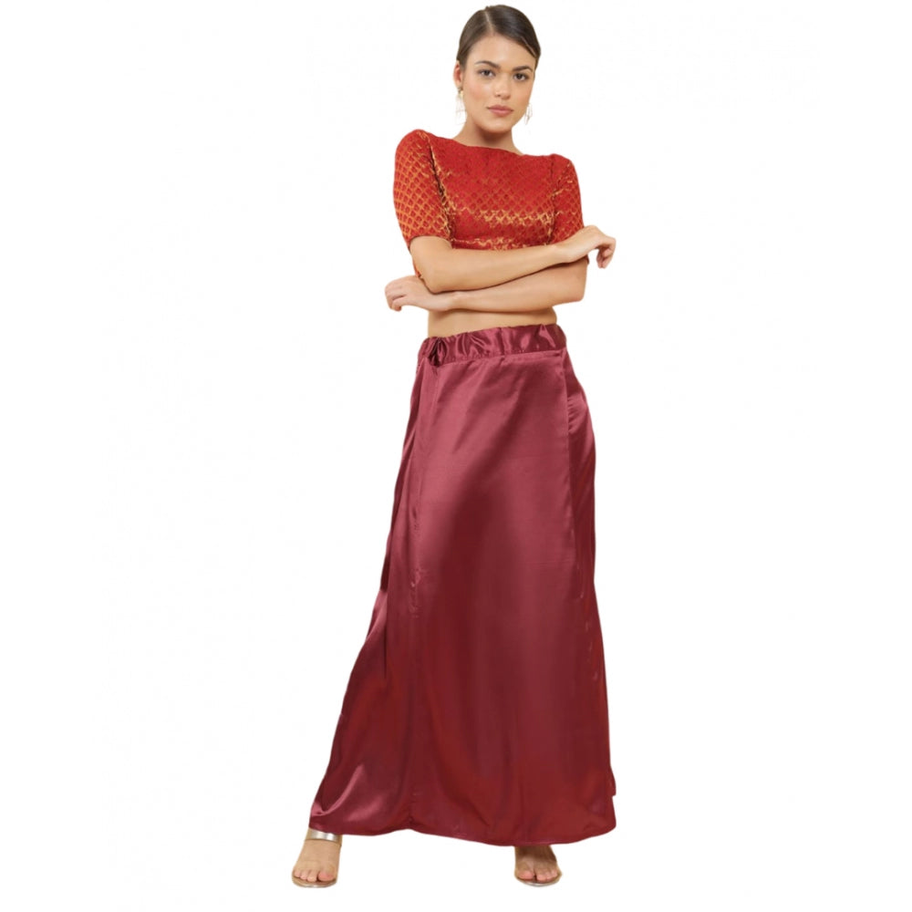 Generic Women's Silk Solid Free Size Petticoat (Maroon) Main image