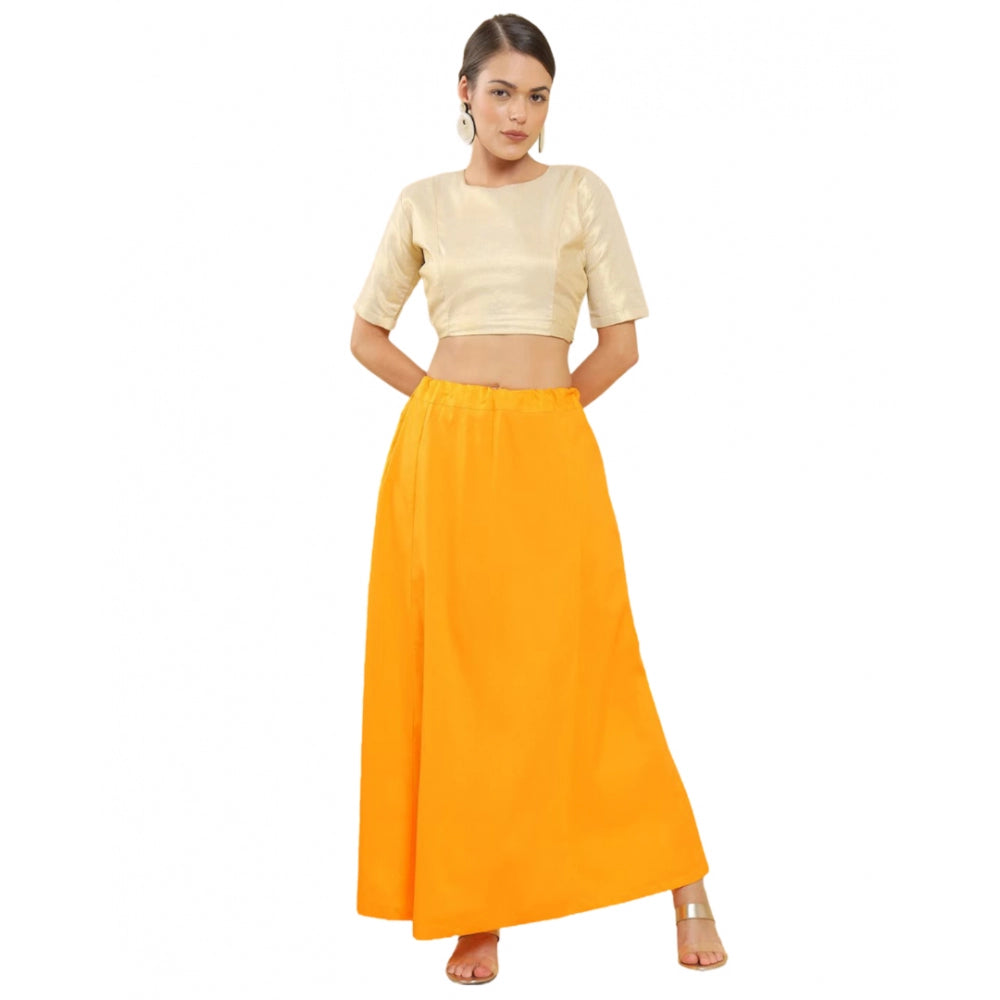 Generic Women's Cotton Solid Free Size Petticoat (Mustard) Main image
