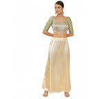 Generic Women's Silk Solid Free Size Petticoat (Cream)