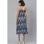 Generic Women's Casual Sleeveless Ikat Print Rayon Dress (Blue)