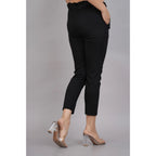 Generic Women's Casual Solid Lycra Trouser Pant (Black)