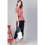 Generic Women's Casual Short Sleeve Geometric Rayon Top (Red)