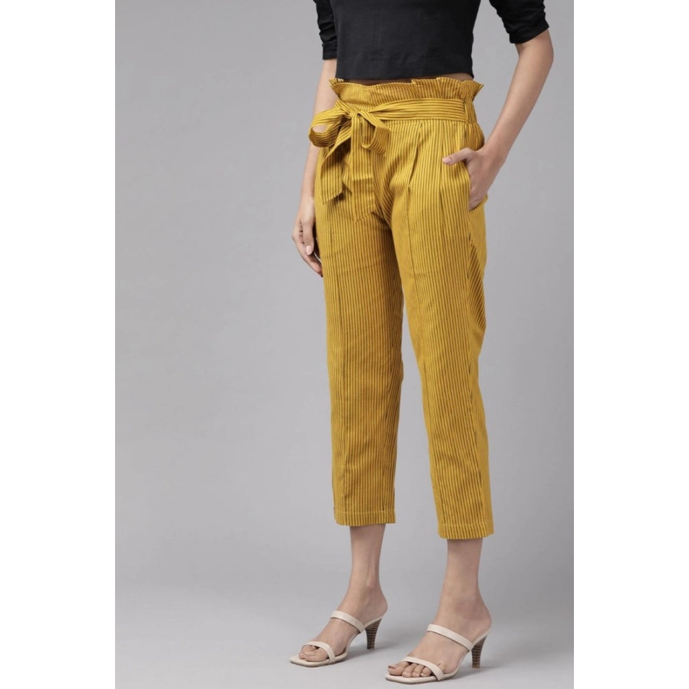Generic Women's Casual Printed Cotton Flex Trouser Pant (Mustard) Secondary image