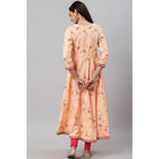 Generic Women's Casual 3/4 th Sleeve Floral Printed Rayon Kurti (Peach)