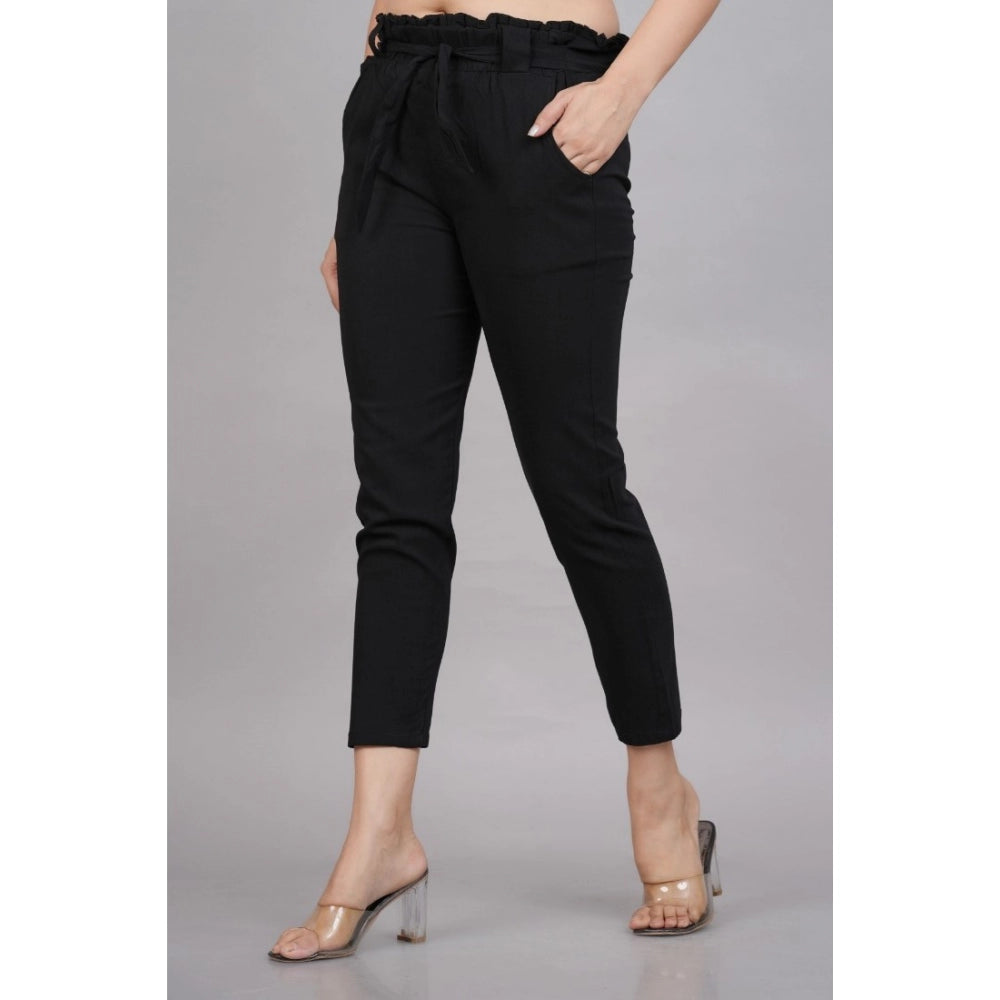 Generic Women's Casual Solid Lycra Trouser Pant (Black) Secondary image