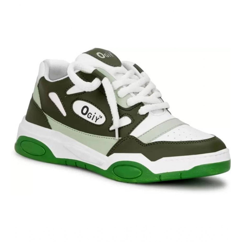 Generic Men's Solid Synthetic Casual Shoes (Green) Main image