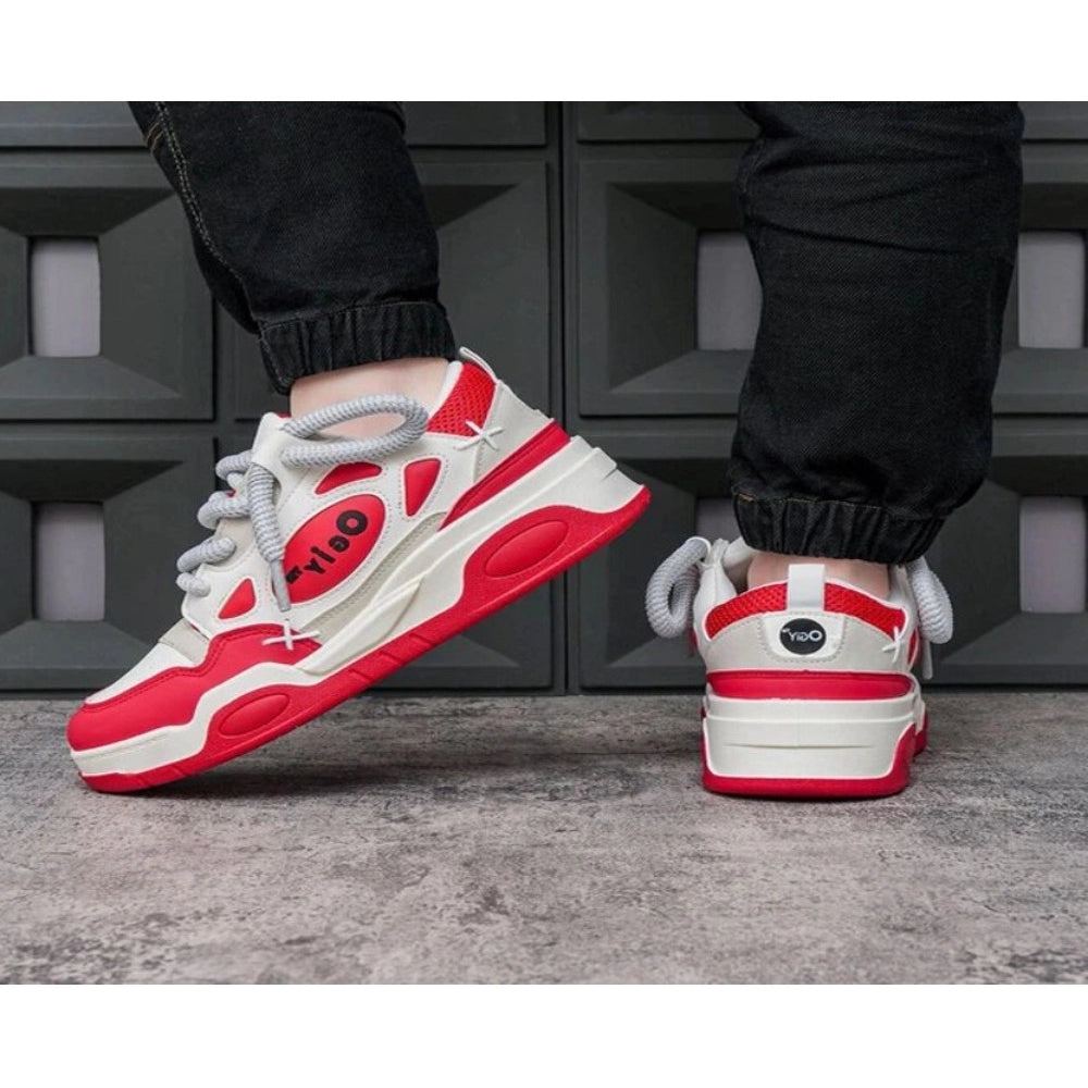 Generic Men's Solid Synthetic Casual Shoes (Red) Main image