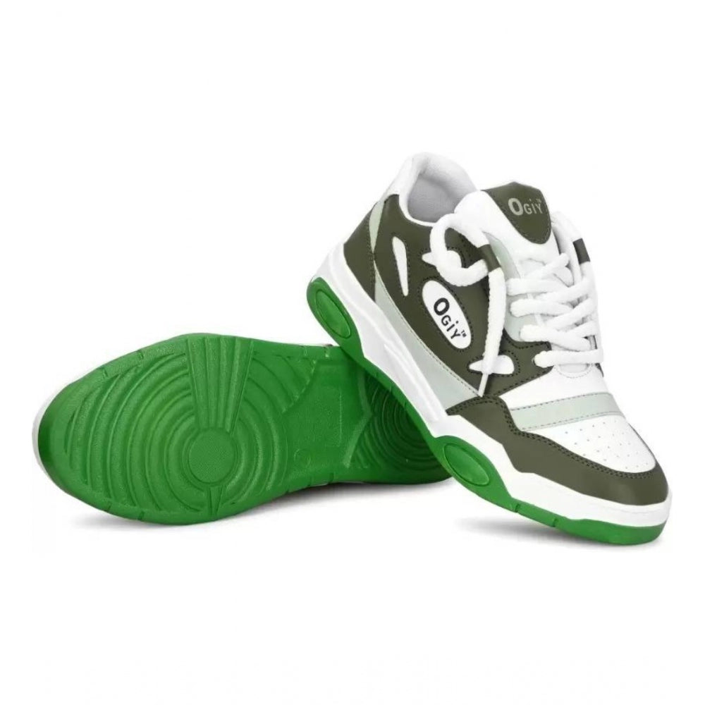 Generic Men's Solid Synthetic Casual Shoes (Green) Secondary image