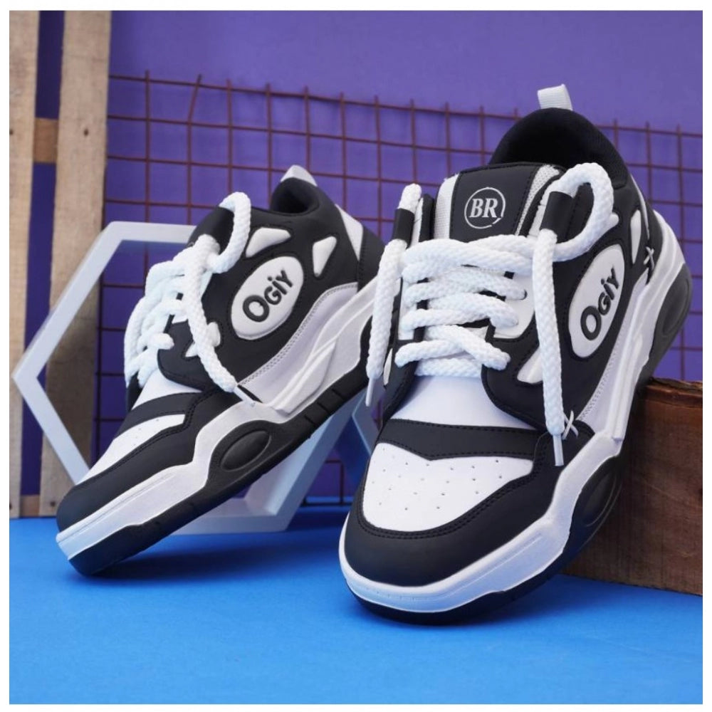 Generic Men's Solid Synthetic Casual Shoes (Black) Secondary image