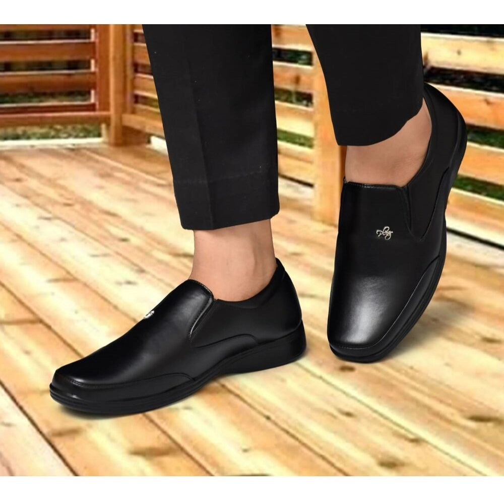 Generic Men's Solid Synthetic Leather Formal Shoes (Black) Secondary image