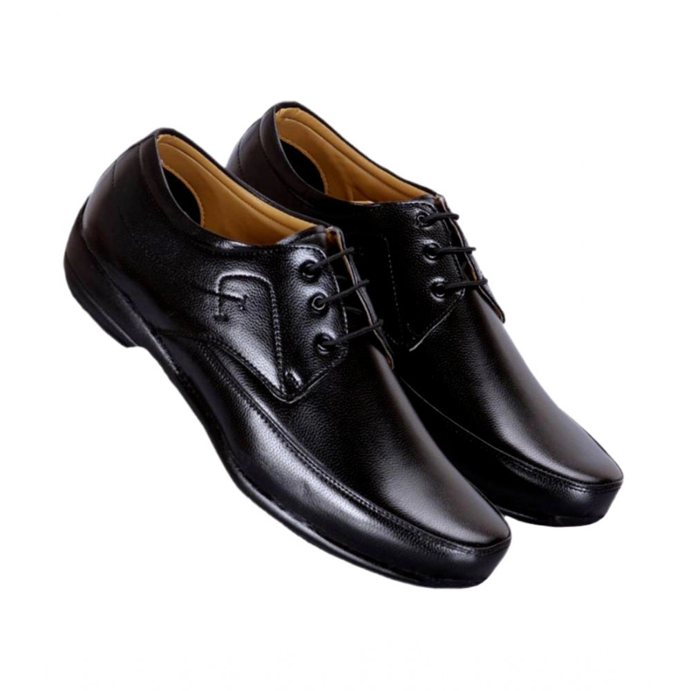 Generic Men's Solid Synthetic Leather Formal Shoes (Black) Main image