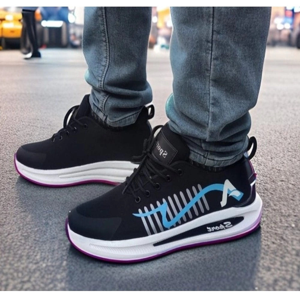 Generic Men's Solid Synthetic Casual Shoes (Blue) Main image