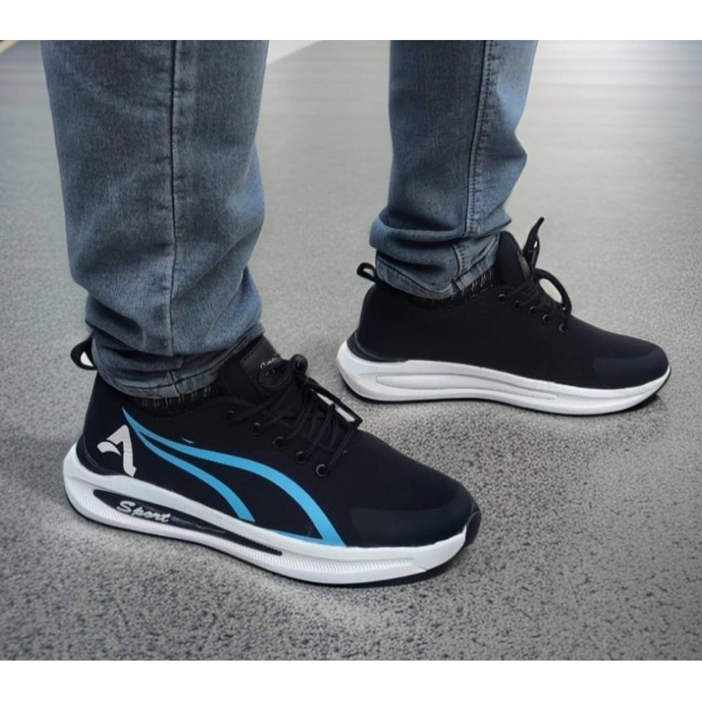 Generic Men's Solid Synthetic Casual Shoes (Blue) Main image