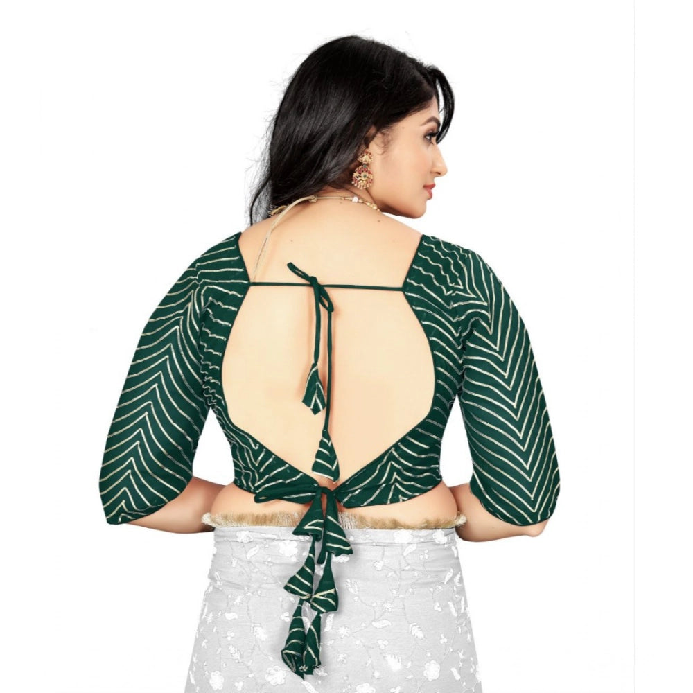 Generic Women's Georgette Embroidery Readymade Blouse (Green, Size: Free Size) Secondary image
