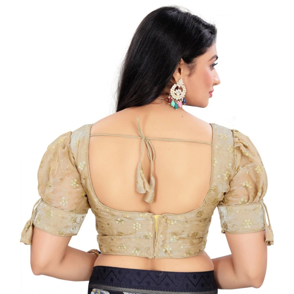 Generic Women's Jimmy Choo Embroidery Readymade Blouse (Beige, Size: Free Size) Secondary image