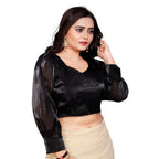 Generic Women's Organza Plain Readymade Blouse (Cream, Size: Free Size)