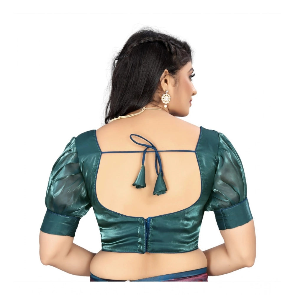 Generic Women's Organza Plain Readymade Blouse (Marine Teal, Size: Free Size) Secondary image