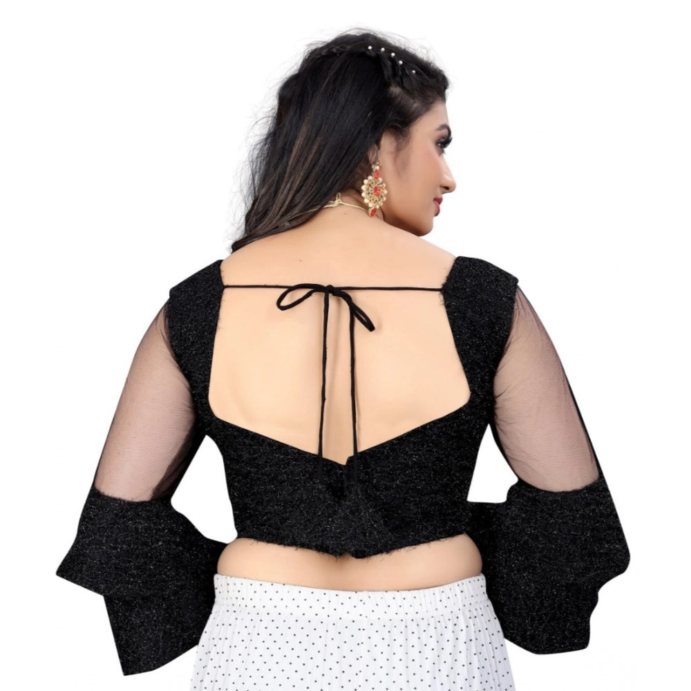 Generic Women's Organza Embroidery Readymade Blouse (Black, Size: Free Size) Secondary image