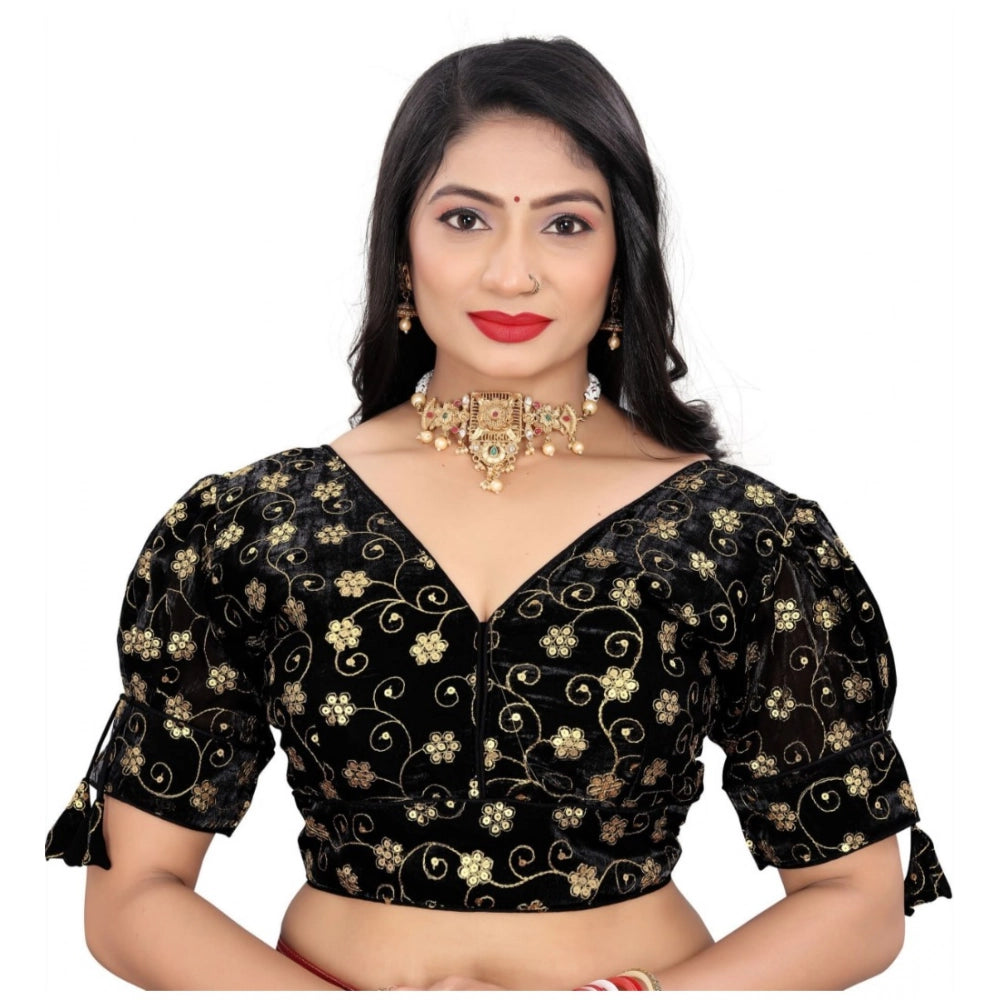 Generic Women's Jimmy Choo Embroidery Readymade Blouse (Black, Size: Free Size) Main image