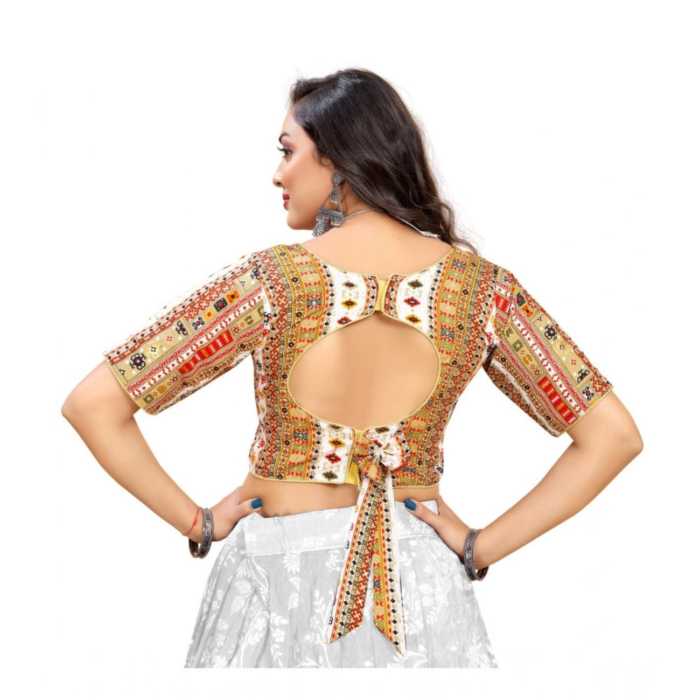 Generic Women's Cotton Blend Plain Readymade Blouse (White, Size: Free Size) Secondary image