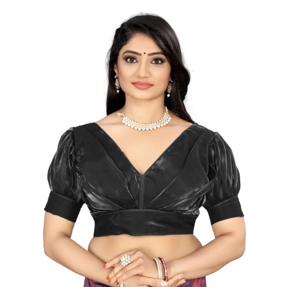 Generic Women's Organza Plain Readymade Blouse (Black, Size: Free Size) Main image