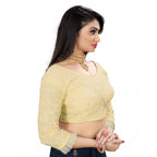 Generic Women's Nylon Net Embroidery Readymade Blouse (Beige, Size: Free Size)
