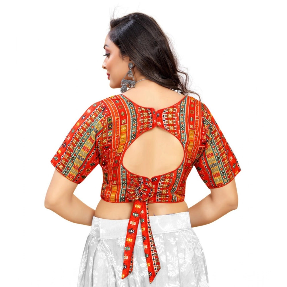 Generic Women's Cotton Blend Plain Readymade Blouse (Red, Size: Free Size) Secondary image