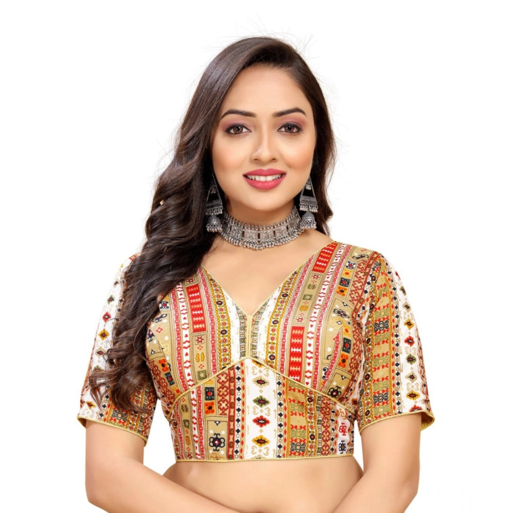 Generic Women's Cotton Blend Plain Readymade Blouse (White, Size: Free Size) Main image