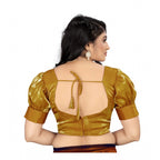 Generic Women's Organza Plain Readymade Blouse (Metalic Gold, Size: Free Size)