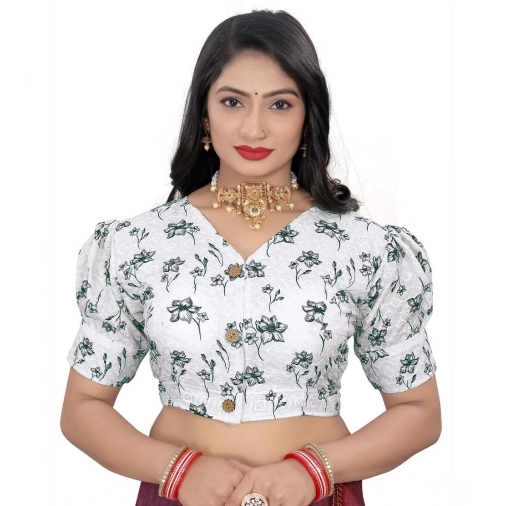 Generic Women's Cotton Blend Floral Readymade Blouse (Black, Size: Free Size) Main image