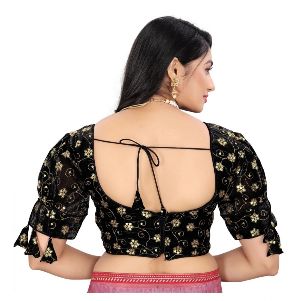 Generic Women's Jimmy Choo Embroidery Readymade Blouse (Black, Size: Free Size) Secondary image