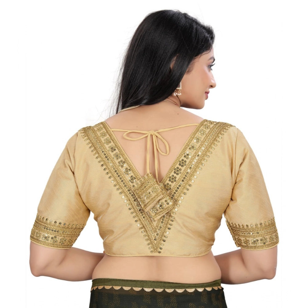 Generic Women's Banglory Embroidery Readymade Blouse (Beige, Size: Free Size) Secondary image
