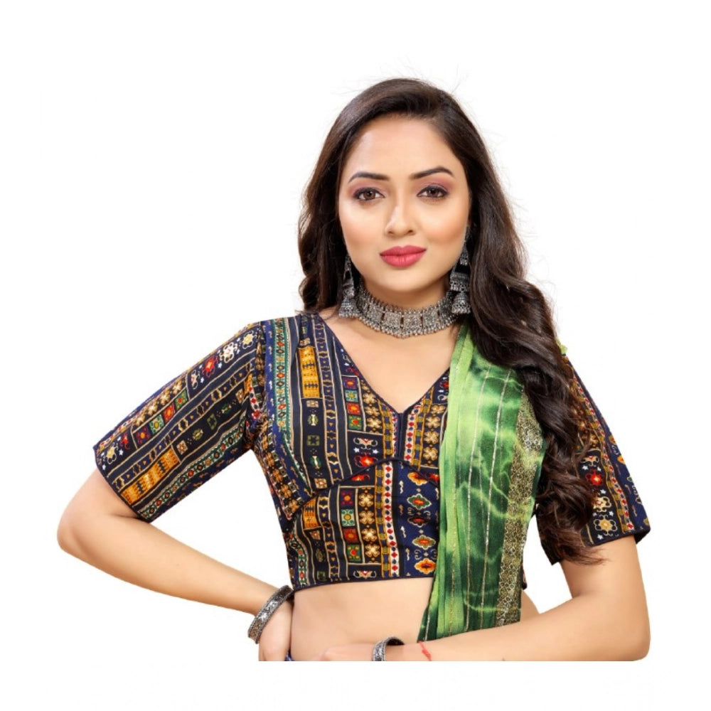 Generic Women's Cotton Blend Plain Readymade Blouse (Navy Blue, Size: Free Size) Main image