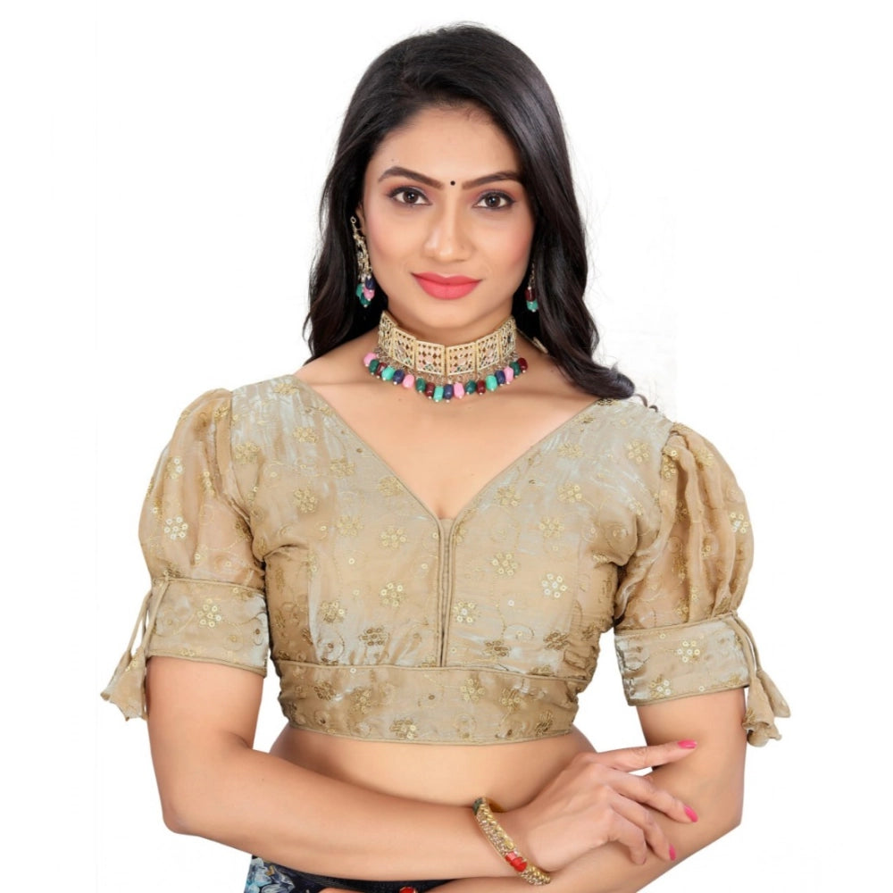 Generic Women's Jimmy Choo Embroidery Readymade Blouse (Beige, Size: Free Size) Main image