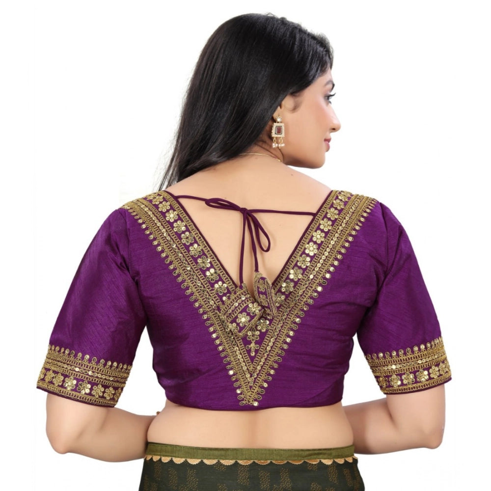 Generic Women's Banglory Embroidery Readymade Blouse (Magenta, Size: Free Size) Secondary image