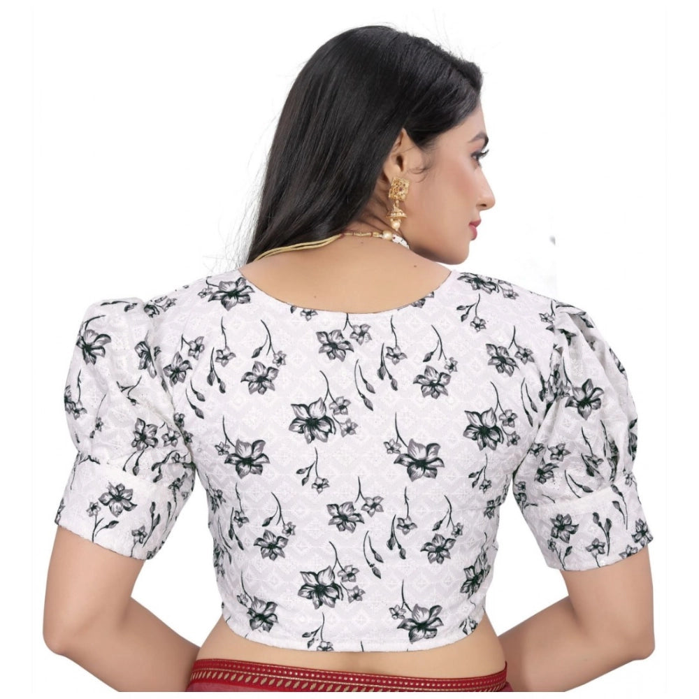 Generic Women's Cotton Blend Floral Readymade Blouse (Black, Size: Free Size) Secondary image
