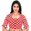 Generic Women's Cotton Blend Checks Readymade Blouse (Red, Size: Free Size)