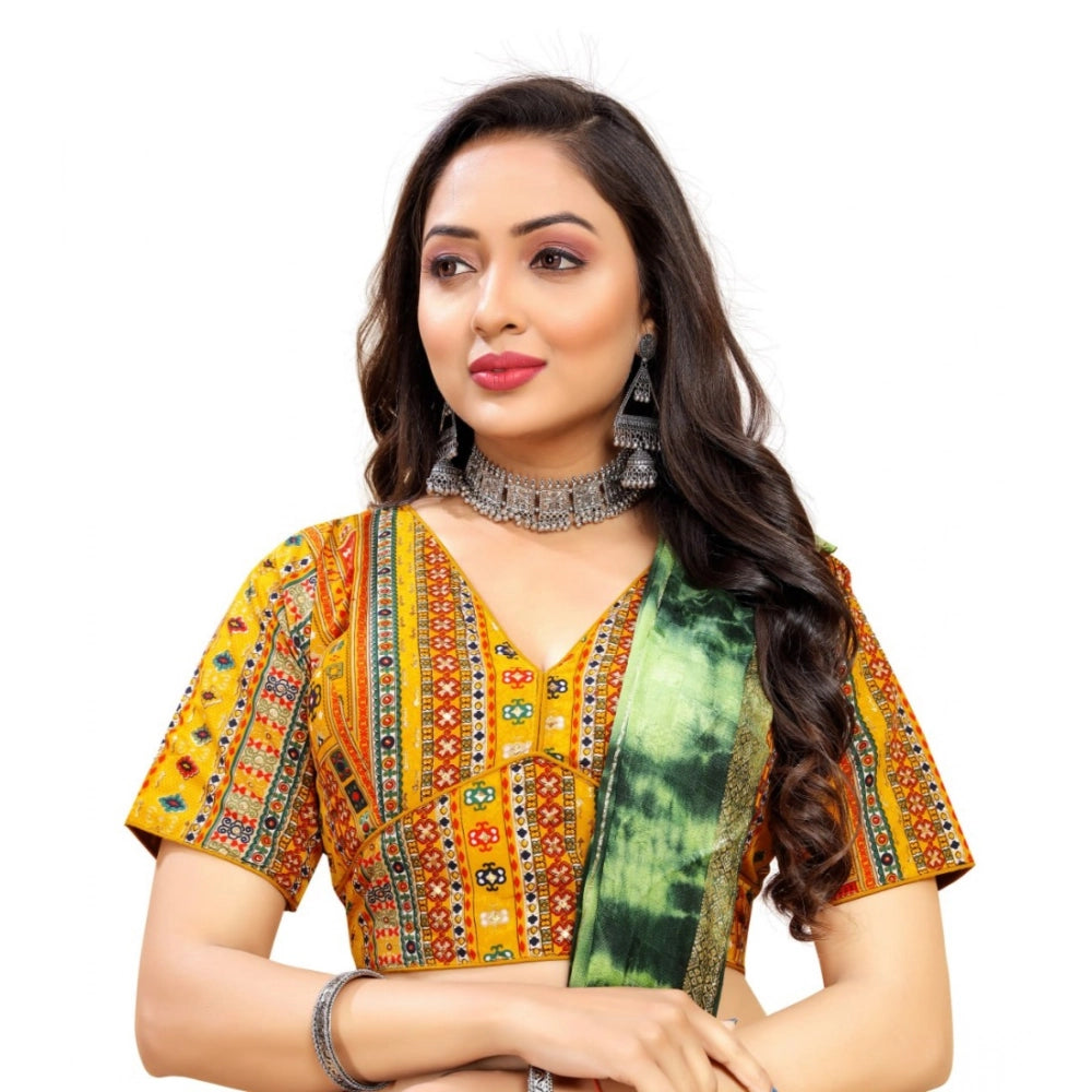 Generic Women's Cotton Blend Plain Readymade Blouse (Mustard, Size: Free Size) Secondary image