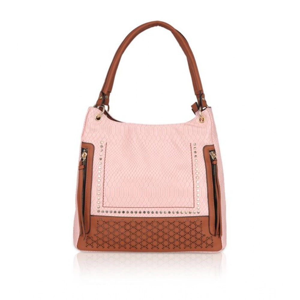 Generic Women's Faux Leather Printed Tote Bag (Pink) Main image