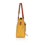 Generic Women's Faux Leather Textured Tote Bag (Yellow)