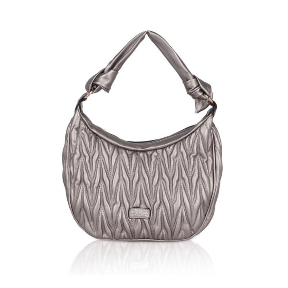 Generic Women's Faux Leather Textured Handbag (Silver Grey) Main image