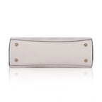 Generic Women's Faux Leather Textured Adjustable Long Belt Handbag (White)