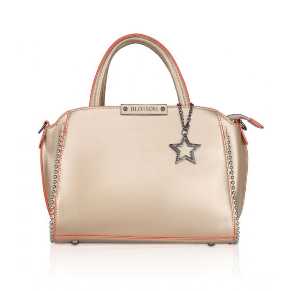 Generic Women's Faux Leather Metal Beads Handbag (Gold) Main image