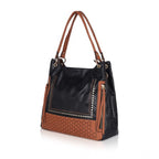 Generic Women's Faux Leather Textured Tote Bag (Black)