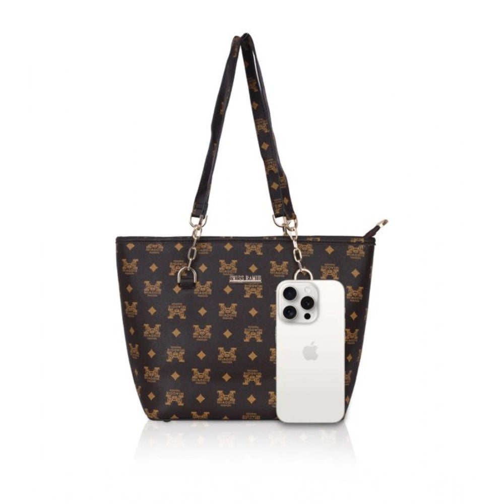 Generic Women's Faux Leather Printed Tote Bag (Brown) Secondary image